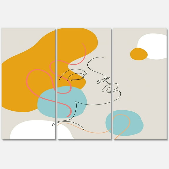 Designart ' Minimal Portrait of Female Face Drawn With One Line I ' Modern Canvas Wall Art Print