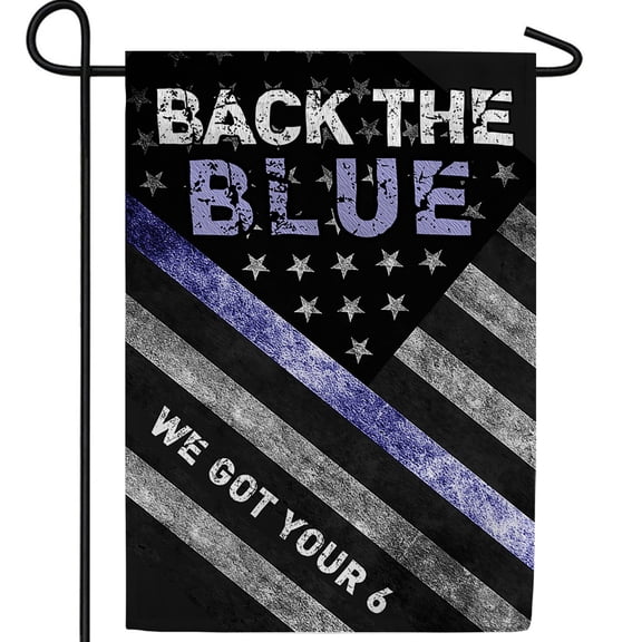America Forever We Got Your Six Garden Flag, 12.5 x 18 inch Double Sided, Back Blue Line Banner, Police Support Outdoor Yard Decor, Law Enforcement Flag