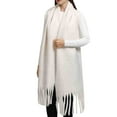thumbnail image 3 of Dailypoc Winter Scarf for Women Cold Weather Women's Popular Thickened Warm Soft Knitted Tassel Scarf & Shawl for Autumn Winter - Cozy Wear & All-Match Daily Outfits,White,One Size, 3 of 4