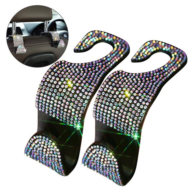 Gancho para respaldo de asiento de coche colgador de diamantes de imitación ostentosos gancho para reposacabezas de coche ganchos ostentosos para reposacabezas de coche 2 uds ANGGREK Otros