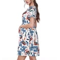 thumbnail image 2 of Picia Retro Butterfly Pattern Women's Short Sleeve Summer Dress Pleated Loose Swing Knee Length Short Sleeve Swing Dresses, 2 of 6