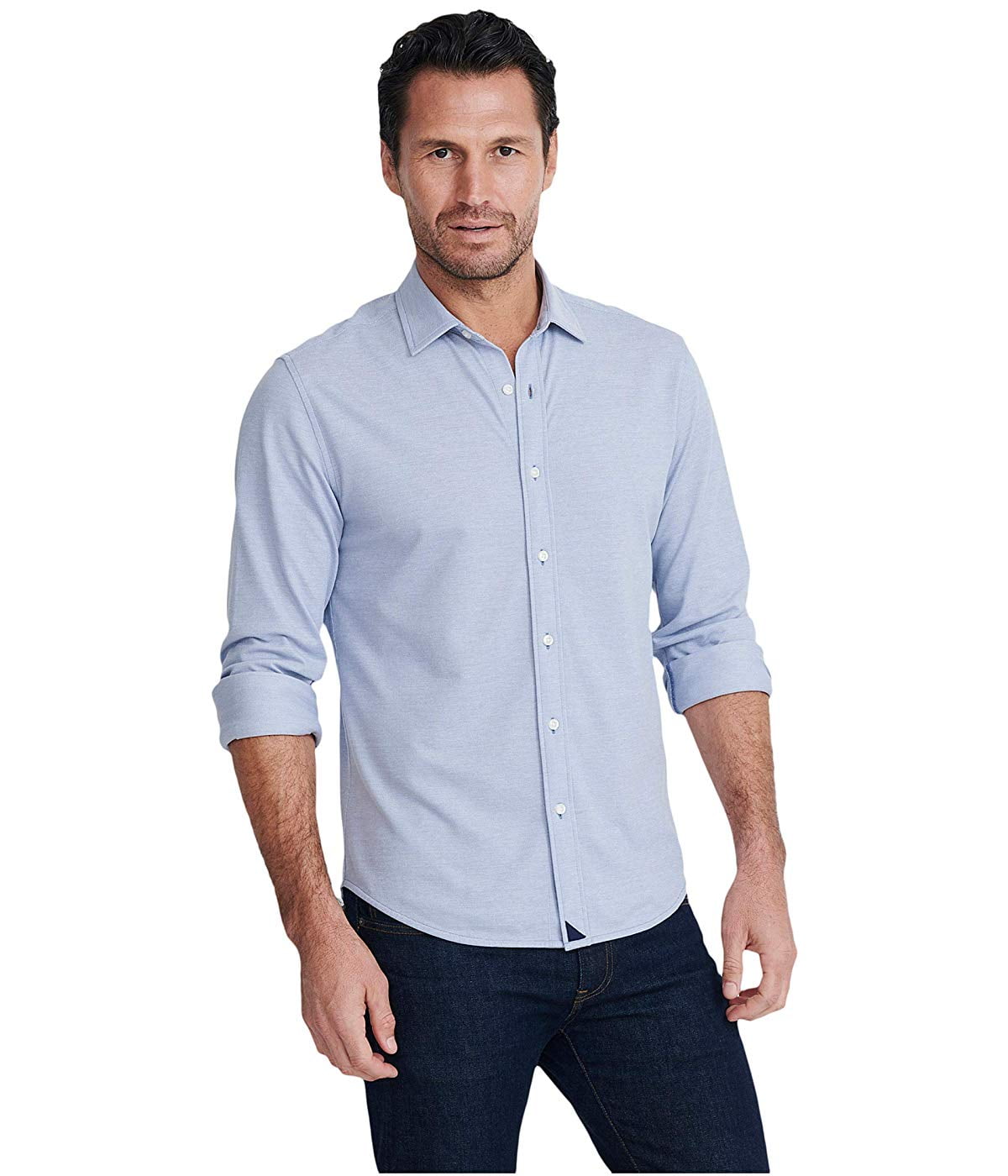 UNTUCKit Pique Polo Button-Down Blue - Walmart.com