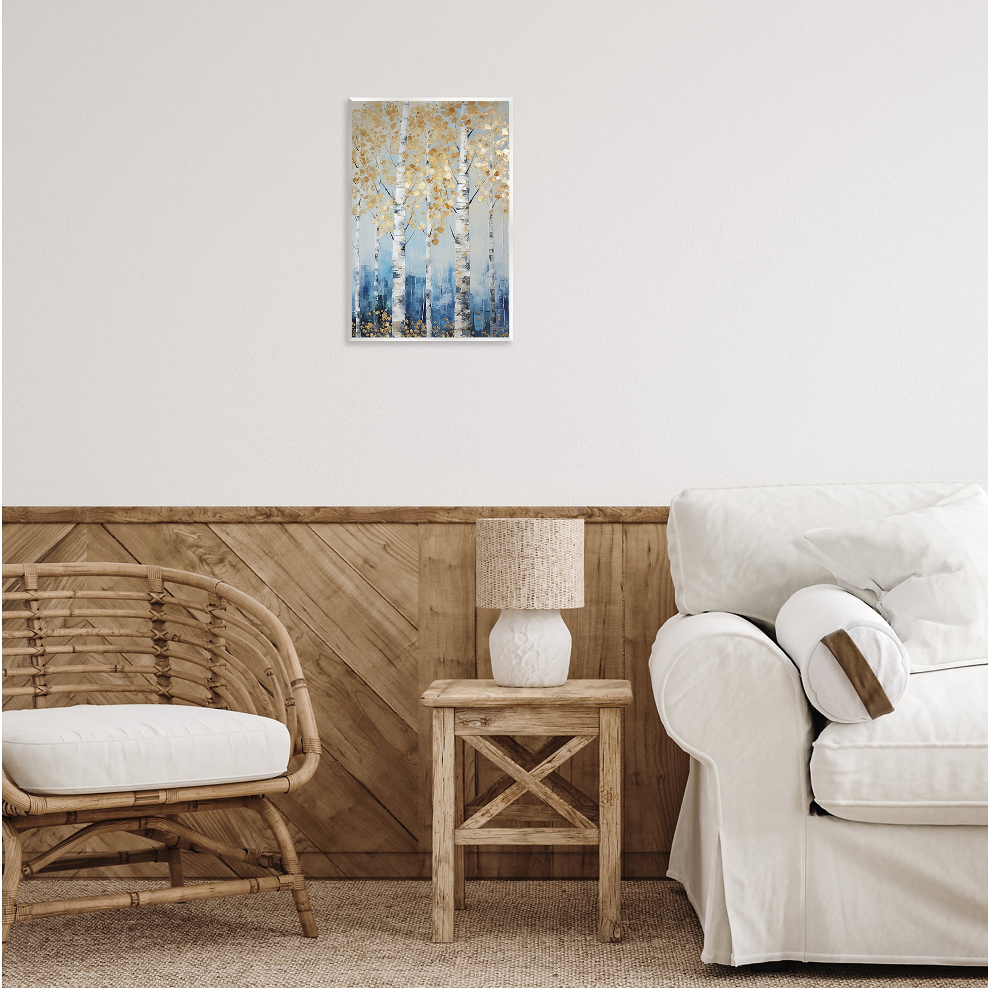 Stupell Industries Autumnal Birch Forest Landscape Painting Unframed Art Print Wall Art, 13 x 19