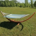 thumbnail image 6 of Sunnydaze 2-Person Quilted Polyester Spreader Bar Hammock with Stand, 400 lb Capacity - Blue/Green, 6 of 10