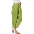 thumbnail image 7 of Bovemsi Casual Pants for Women Women's Fashion Solid Color Cotton Linen Elastic Trousers Beach Line Beach Trousers with Pockets, 7 of 7