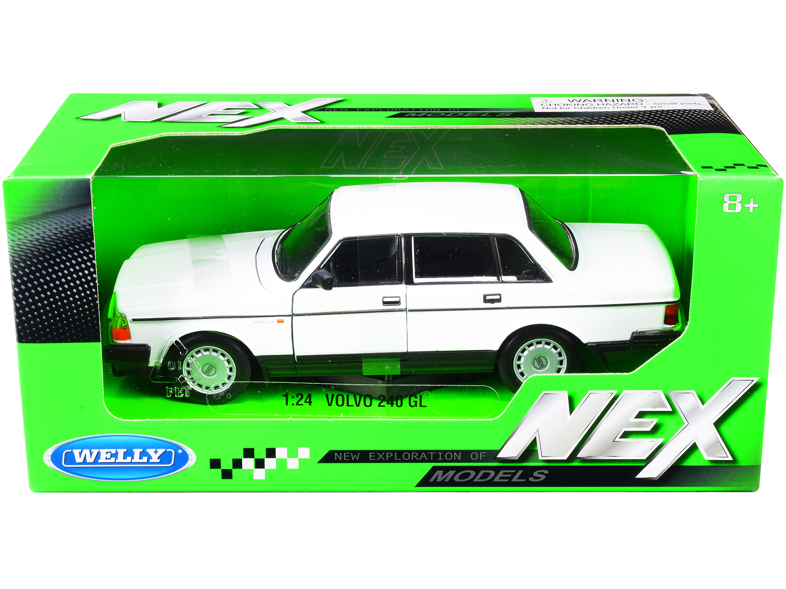 Modellino Auto WELLY Diecast 1:34 Volvo 240 GL Blu, Metallo, In Scatola