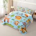 thumbnail image 3 of Manfei Cartoon Monkey Pattern Twin Quilt Set,Kawaii Rabbit Twin Coverlet Set,Blue,2-Piece, 3 of 7