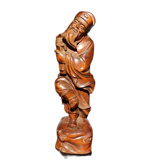 vintage wooden wood sculpture decorative statue eight immortals patron deity art