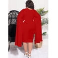 thumbnail image 5 of AURA Women Plus Size Long Sleeve Irregular Dress High Waist Fall Winter Casual Elegant Dress, 5 of 6