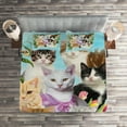 thumbnail image 2 of Ambesonne Cat Lover Quilted Coverlet 3 Pcs, Cats Feline Domestic, Queen Size, Multicolor, 2 of 2