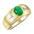 thumbnail image 3 of RYLOS Men's Rings 14K Yellow Gold Classic 8X6MM Oval Gemstone &  Diamond Designer Ring Emerald May Birthstone Rings For Man Gold Rings Size 13, 3 of 7