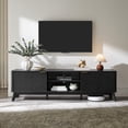 thumbnail image 2 of KeyWhat 70" Mid-Century Modern TV Stand for 75 Inches TV, Fluted Doors & Adjustable Shelves, 2 of 7