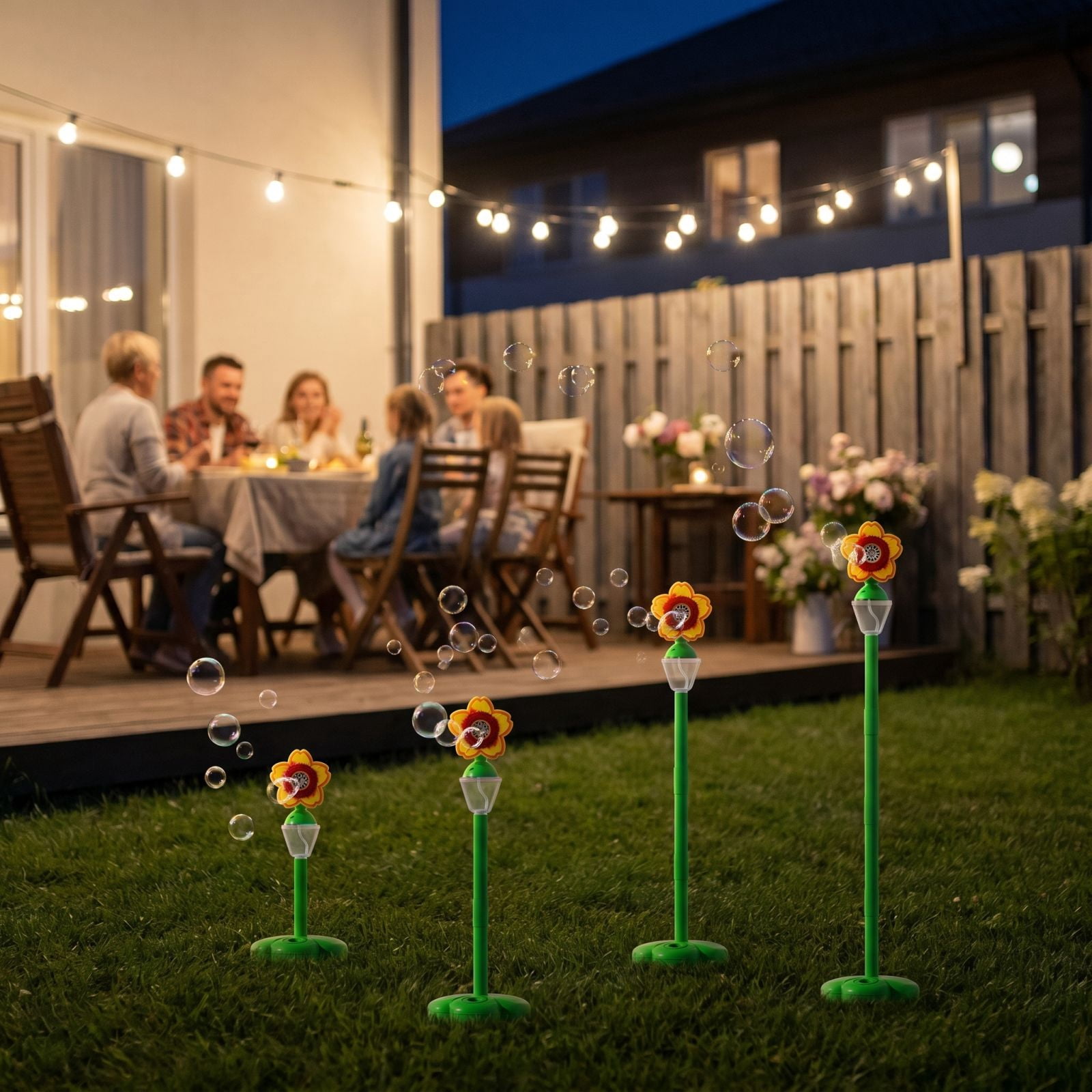 Automatic Bubble Machine, 2026 New Standing Bubble Blower with Lights & Music, Adjustable Height Bubble Maker, Bubble Machine for Parties Birthday Wedding Outdoor (Yellow Sunflowers)