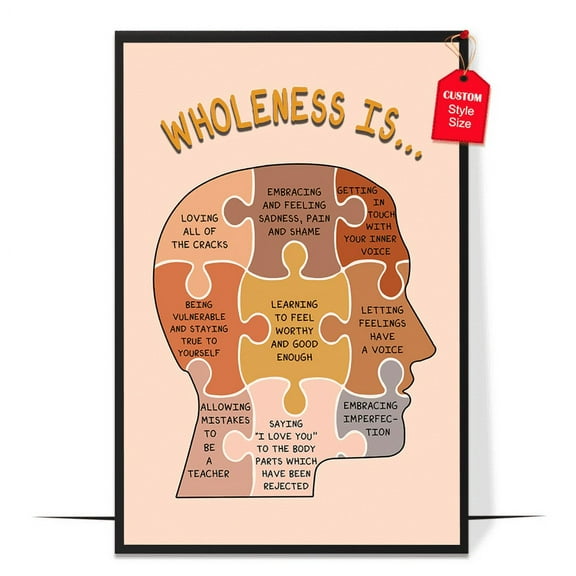 LOLUIS Wholeness is Poster, Healing and Being Whole, Mental Health Poster for Classroom School Counsellor, Therapist Office Decor (Unframed 11"x17")