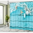 thumbnail image 5 of Ambesonne Maritime Shower Curtain, Nautical Shells and Net, 69"Wx84"L, Aqua and Tan, 5 of 5