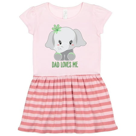 

Inktastic Dad Loves Me- cute elephant Gift Toddler Girl Dress