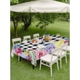 thumbnail image 3 of Outdoor Tablecloth with Umbrella Hole and Zipper, Easter Flowers Rectangle Table Cloth 52x70 Inch Waterproof Tablecloth, Watercolor Pink Purple Floral Eggs Farm Plaid Picnic Table Cover for Patio, 3 of 7