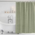 thumbnail image 2 of Sage Green Striped Shower Curtain Set - 48" x 72" Washable Bathtub Curtain with 12 Hooks, Farmhouse Linen Texture Line Stripes Waterproof Fabric Stall Shower Curtains for Bathroom/Bathtub Décor, 2 of 8