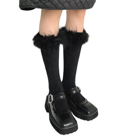 

Bmnmsl Women Christmas Socks with Feathers Candy Colors Thick Warm Winter Stockings