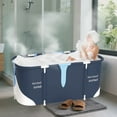thumbnail image 4 of ManyFun 53" Extra Large Portable Foldable Bathtub with Cover for Adult,Family SPA Soaking Tub for Small Bathroom(53" Milk Style）, 4 of 10