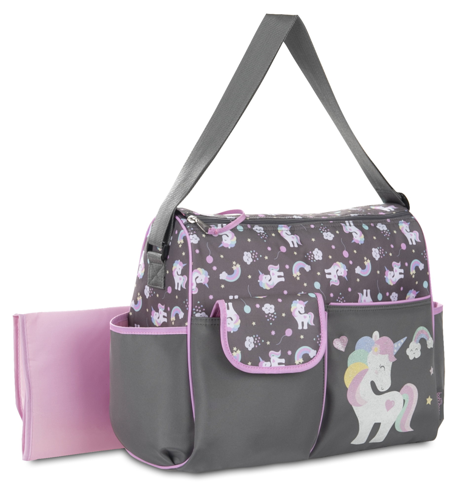 Baby Boom Happy Unicorn Duffle Unisex Diaper Bag - Gray Print - image 4 of 9