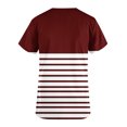 thumbnail image 4 of Hot days, bold styles. Olyvenn Scrub for Women Crewneck Blouse Casual Fashion Color Block Striped Nursing Shirts Summer Uniform Tops Tshirts with Pockets Wine XXL, 4 of 5