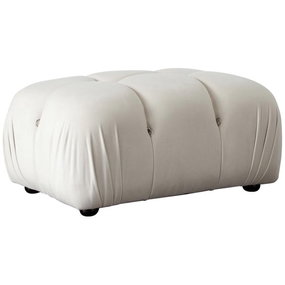 Paloma Rectangle Ottoman in Light Cream Velvet by Diamond Sofa