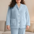 thumbnail image 5 of iHPH7 Womens Bed Jacket Womens Fleece Jacket Pajama Tops for Women Sherpa Fleece Jacket Women Womens Loungewear Winter Pajamas for Women Warm Winter Coats for Women Light Blue M, 5 of 9