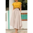 thumbnail image 3 of sicmoss Women's Apricot High Waisted Bohemian Maxi Skirt, Side Slit Flowy with Pockets, 3 of 8