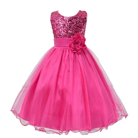 

Caitzr Kids Girl Bridesmaid Dresses Tulle Sleeveless Flower Gown Dress Wedding Party Birthday Dresses
