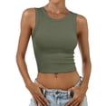 thumbnail image 6 of ANRABESS Women Basic Crop Tank Tops Casual Ribbed Knit Workout Tops Sleeveless Shirts Tight High Neck Camisole Women Girls Summer Clothes Army Green XL, 6 of 11