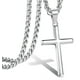 thumbnail image 1 of Silver Cross Necklace 925 Sterling Silver Pendant with Steel Chain, 1630 Inches, 1 of 5
