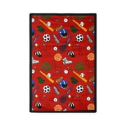 Joy Carpets 1417C-01 Multi-Sport Red 5 ft.4 in. x 7 ft.8 in. WearOn Nylon Machine Tufted- Cut Pile Sports Rug