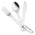 thumbnail image 1 of KAKOWELY camping utensils 3 Sets Stainless Steel Utensil Camping Utensil Fork Cutter Spoon Portable Travel Flatware with Carabiner6.26"X0.67"X0.2", 1 of 5