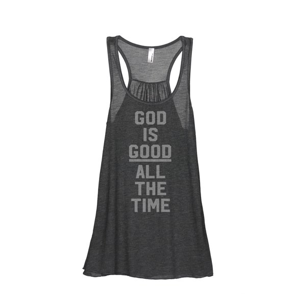 God Is Good All The Time Women's Fashion Sleeveless Flowy Racerback Workout Yoga Tank Top Charcoal Grey Small