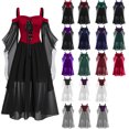thumbnail image 2 of Vestido de bruja medieval vintage de Halloween para mujer, talla grande, hombros descubiertos, manga de mariposa, vestidos góticos, disfraces de carnaval, fiesta, 2 of 5