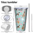 thumbnail image 4 of 16oz Tumblers Cute Boxer Dog and Flowers Florals Stainless Steel Vacuum Insulated Double Wall Travel Tumbler Cups Mug with Lid and Straw,Cleaning Brush for Coffee,Tea, 4 of 4