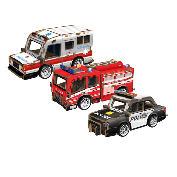 Zummy 3D Wooden Fire Truck Puzzles for Kids STEM Creative Learning Toys 3pk