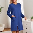 thumbnail image 6 of WDDDD Women's Long Sleeve Flowy Nightgown Sleepshirt Blue XXL, 6 of 7