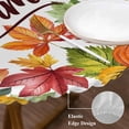 thumbnail image 3 of Orange Pumpkins Round Tablecloth, Fitted Table Cover with Elastic for 36"-44" Round Tables, Farmhouse Watercolor Botanical Table Cloth Outdoor Indoor Dinning Party Waterproof Tablecloths, 3 of 7