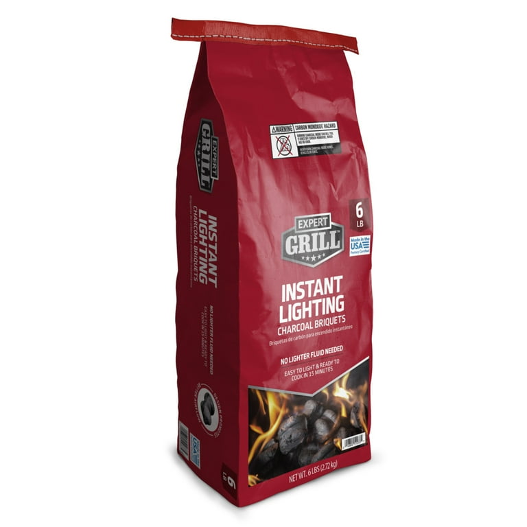 Expert Grill Instant Charcoal Briquets, Charcoal Grill Briquettes, 6 Lb