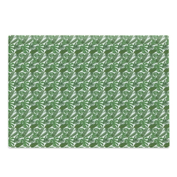 Philodendron Cutting Board, Summer Repetition of Various Tropical Jungle Leaves, Decorative Tempered Glass Cutting and Serving Board, in 3 Sizes, by Ambesonne