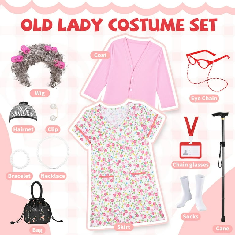 old lady dress up party Amazon.com: Jiuguva 7 Pcs Old Lady Costume 100th Days of Party Costume with Granny Nightgown Wig Cane Grandma Dress(Small) : Clothing, Shoes & Jewelry