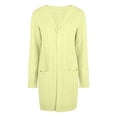 thumbnail image 5 of DHFJKG Women Knit Hooded Long Cardigan Mid-Length Solid Color Open Front Long Sleeve Drop Shoulder With Pocket Coat Fall Winter Soft Versatile Coat, 5 of 5