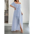 thumbnail image 3 of Off-Shoulder Maxi Dress with Textured Detailing (S, Blue), 3 of 6