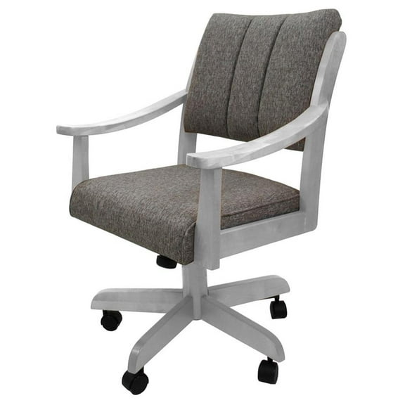 Casa Solid Wood Dining Caster Chair - Mojave Gray - White