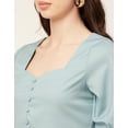 thumbnail image 5 of Moomaya Women Short Top Sweetheart Neck Elbow Sleeves Crop Top, 5 of 8