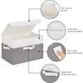 thumbnail image 3 of GRANNY SAYS Large Fabric Storage Bins with Lids, Keepsake Box, Collapsible Closet Organizers, White/Gray, 2-Pack, 3 of 9