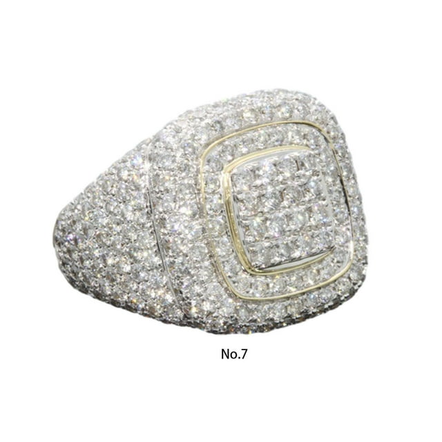 Becaristey Exquisite Alloy And Stimulated Diamonds Stunning Statement Ring Iced-Out Rings Diamonds Ring 7# 1Set
