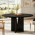 thumbnail image 1 of Fnova 39.37" Modern Round Dining Table for 4 with Wood Tabletop, Kitchen Table for Dining Room, Black, 1 of 12